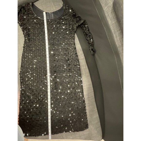Lee Jordan Vintage Made in USA Black Sequined Scoop Neck Formal Dress Sz 16 - Picture 7 of 8